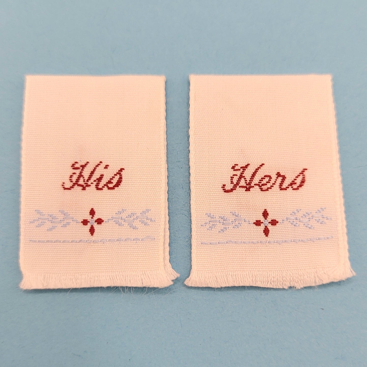 Embroidered Hand Towels - His and Hers - 1/12 Scale Dollhouse Miniature