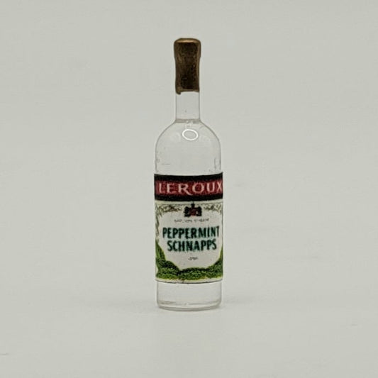 Bottle of Peppermint Schnapps - 1/12 Scale Dollhouse Miniature