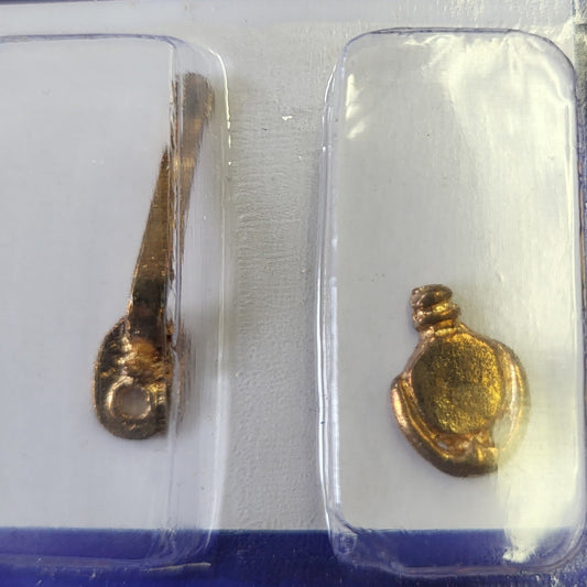 Door Handle and Knocker - 1 Pair - Rustic Brass - 1/12 Scale Miniature