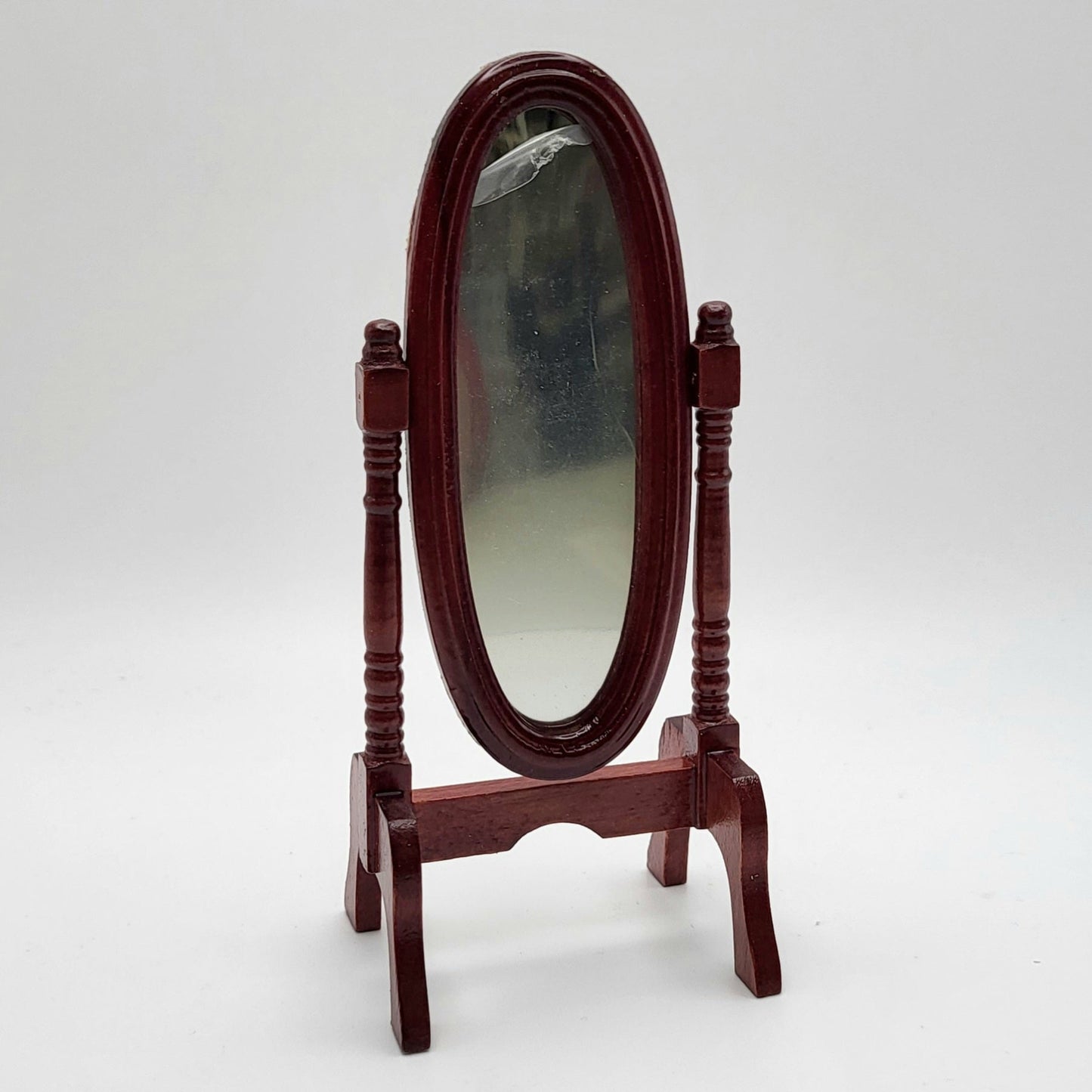 Mahogany Cheval Mirror - 1/12 Scale Dollhouse Miniature