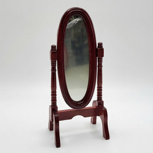Mahogany Cheval Mirror - 1/12 Scale Dollhouse Miniature