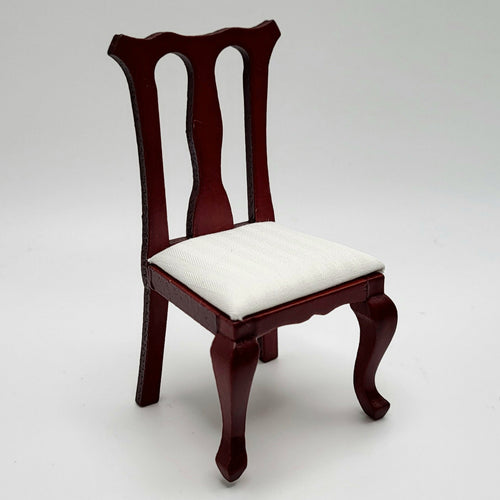 Dining Room Side Chair - Mahogany with White Seat - 1/12 Scale Miniature