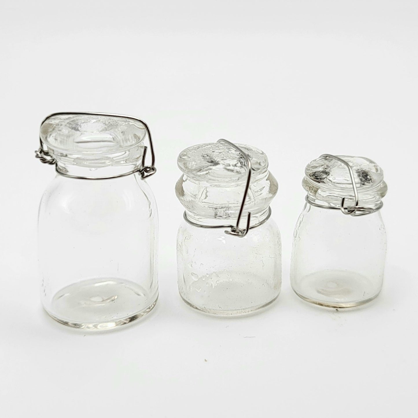 Glass Mason Jars - Set of 3 - 1/12 Scale Dollhouse Miniature
