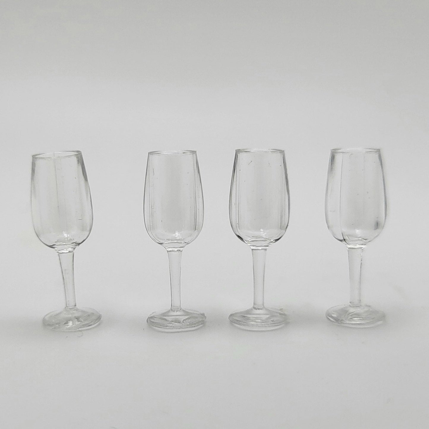 Plastic Wine Glasses - Set of 4 - 1/12 Scale Dollhouse Miniature