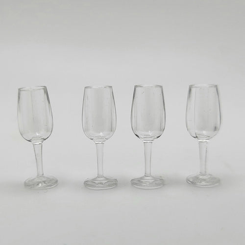 Plastic Wine Glasses - Set of 4 - 1/12 Scale Dollhouse Miniature