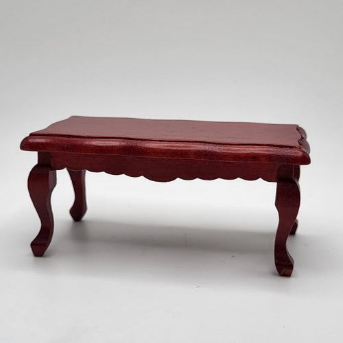 Mahogany Rectangular Coffee Table - Scallop Edge - 1/12 Scale Miniature