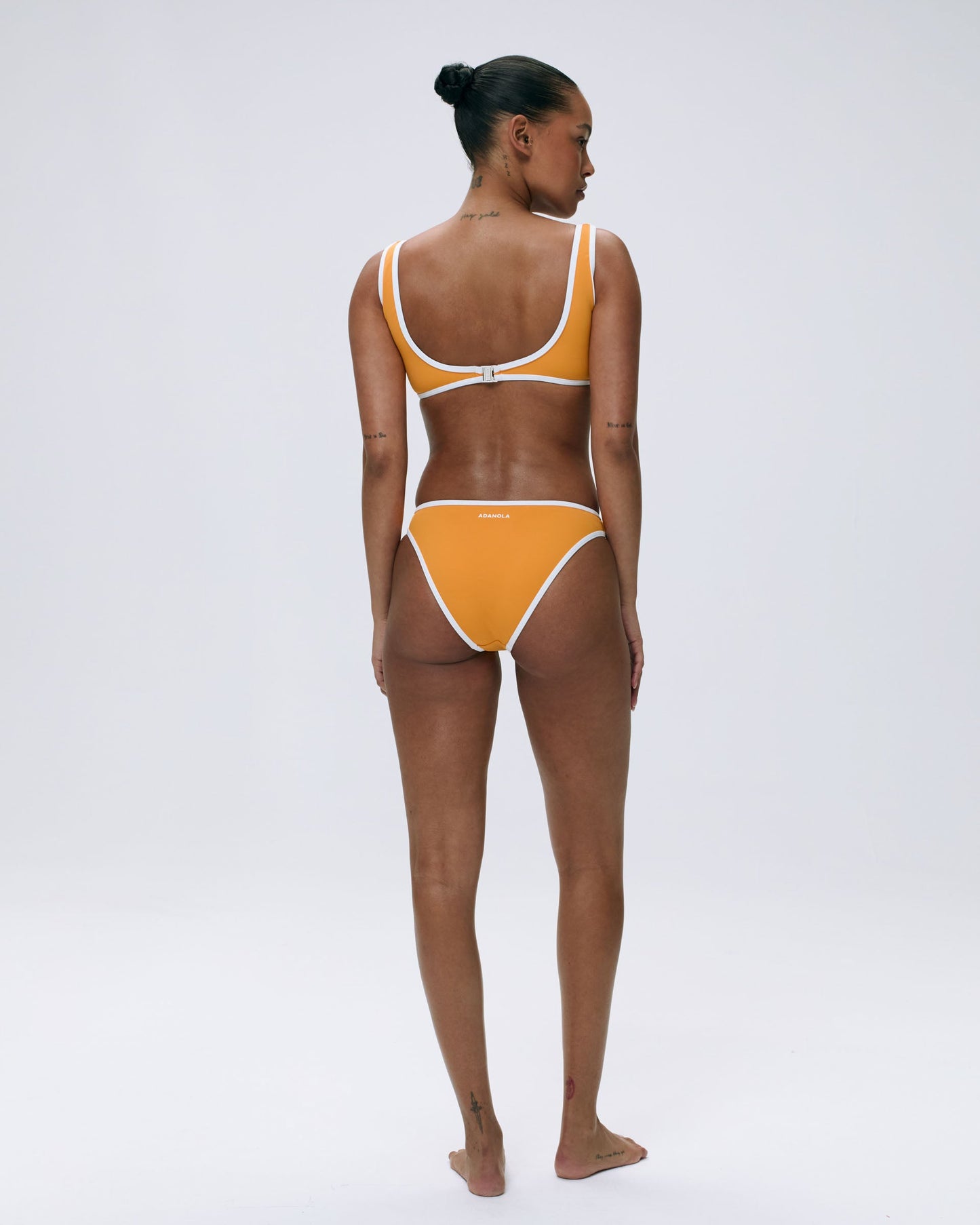 Contrast Bikini Bottom - Mango Orange/Marshmallow White