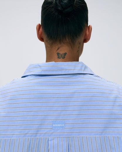 Cotton Stripe Oversized Shirt - Blue/White