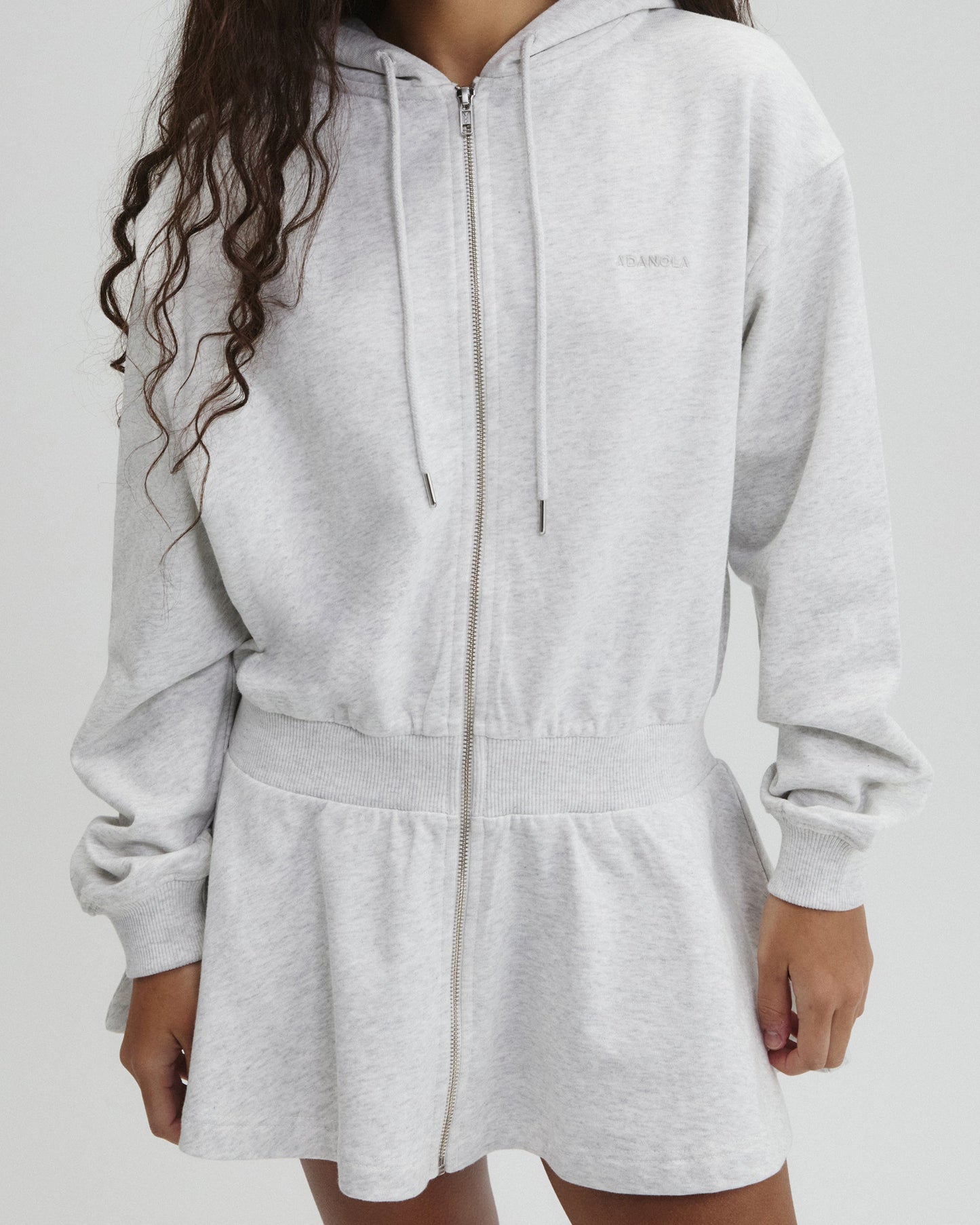 Jersey Hooded Dress - Light Grey Melange