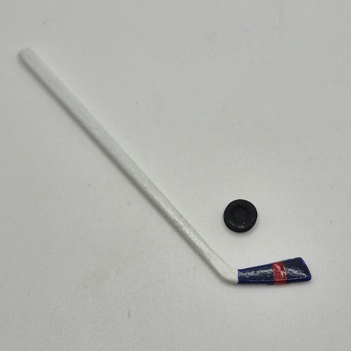 Hockey Stick and Puck - 1/12 Scale Dollhouse Miniature