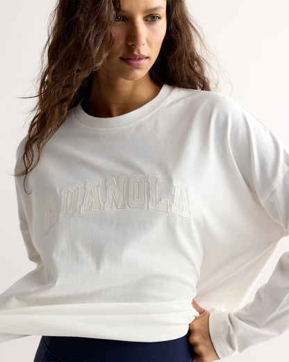 Varsity Long Sleeve Drop Shoulder T-shirt - White/Marshmallow White