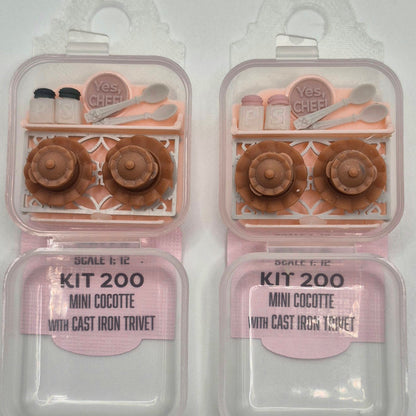 Mini Cocotte (Individual Cooking Dish) - 3D Printed Kit - Ivette Orellana - 1/12 Scale Dollhouse Miniature
