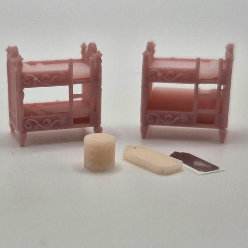 Double Set of Bunk Beds - 3D Printed Kit - Ivette Orellana - 1/144 Scale Dollhouse Miniature
