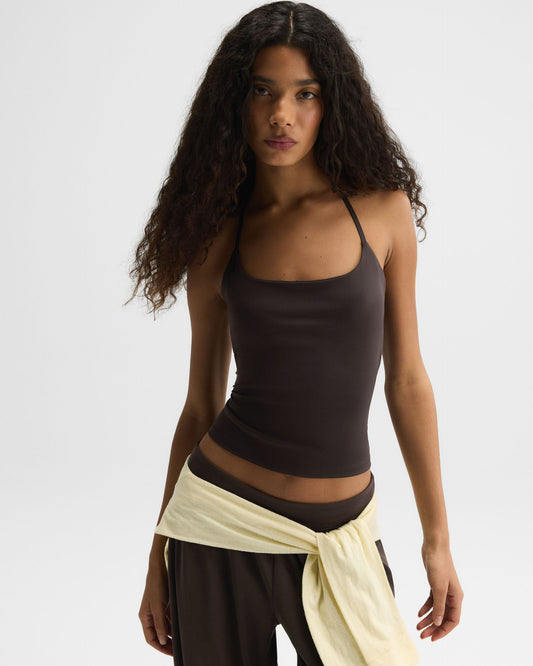 Ultimate Halter Cross Back Top - Coffee Bean
