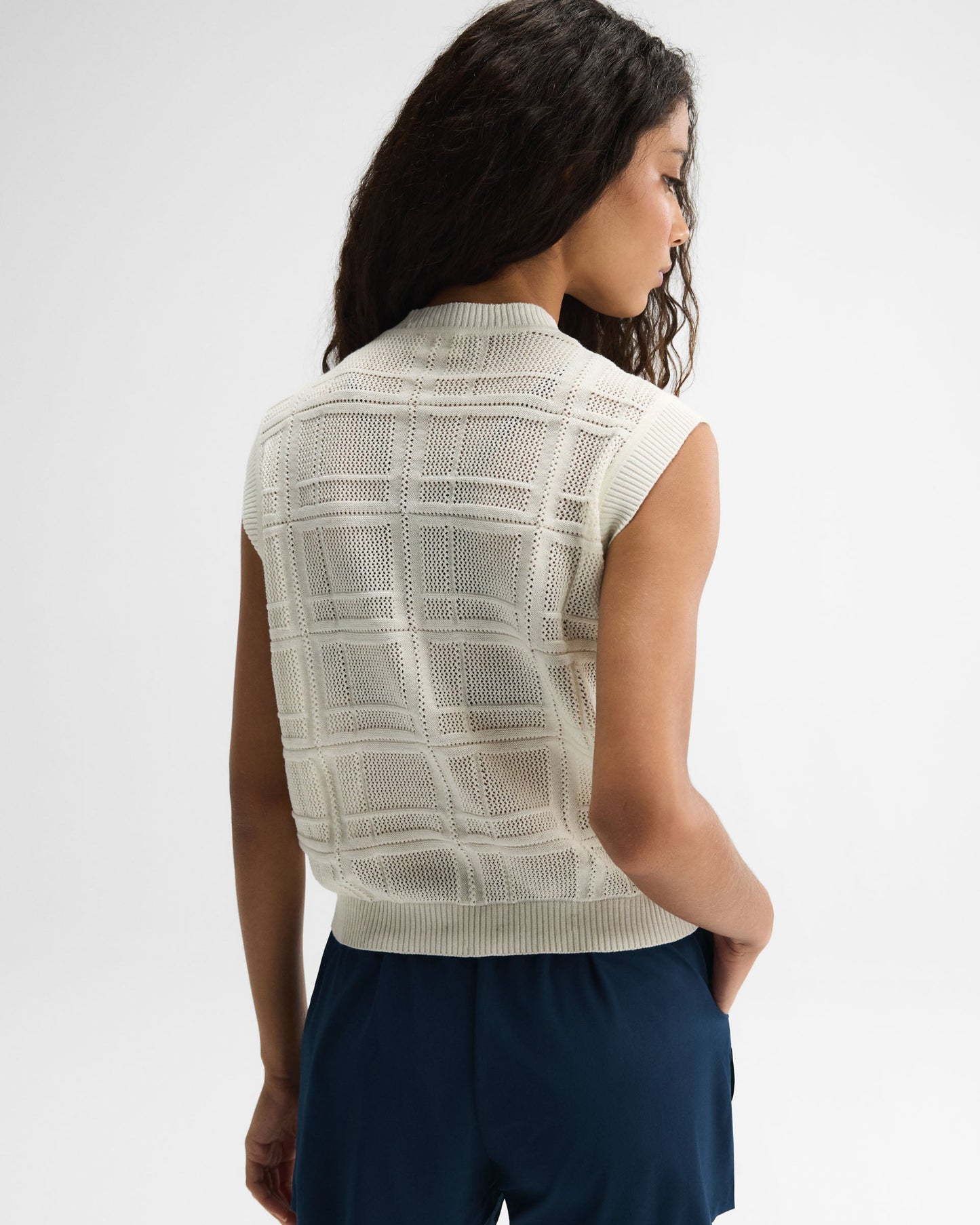 Jaquard Knit Vest Top - Marshmallow White