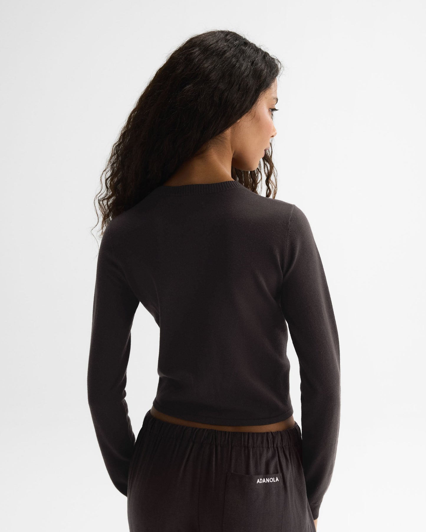 Knit Snap Button Cardigan - Coffee Bean