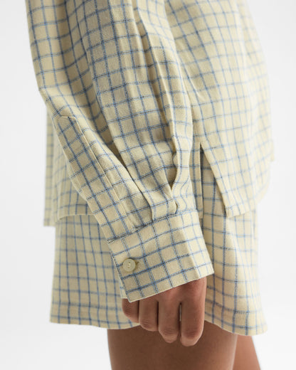 Checked Linen Blend Shirt - Buttercream