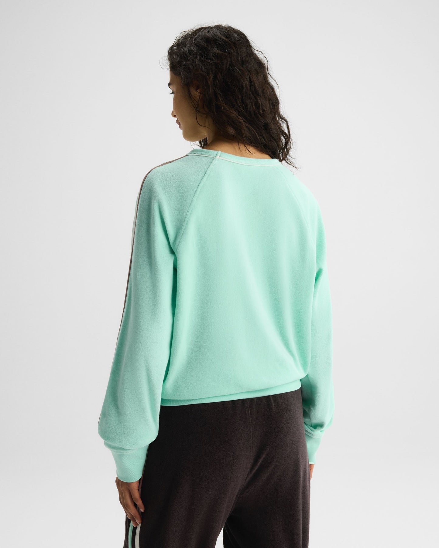 Terry Towelling V-Neck Sweatshirt - Mint Green