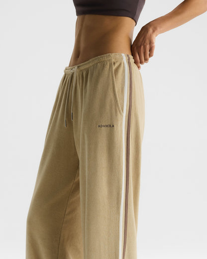 Terry Towelling Straight Leg Trousers - Caramel Beige