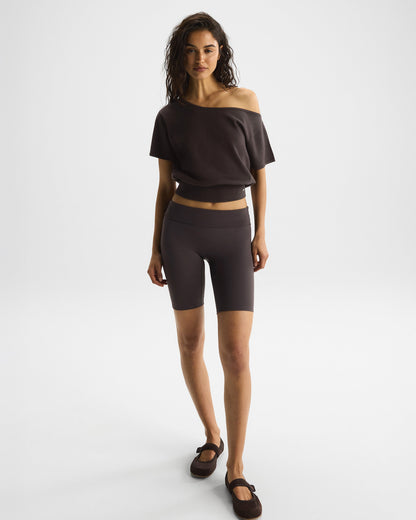Asymmetric Knit Top - Coffee Bean