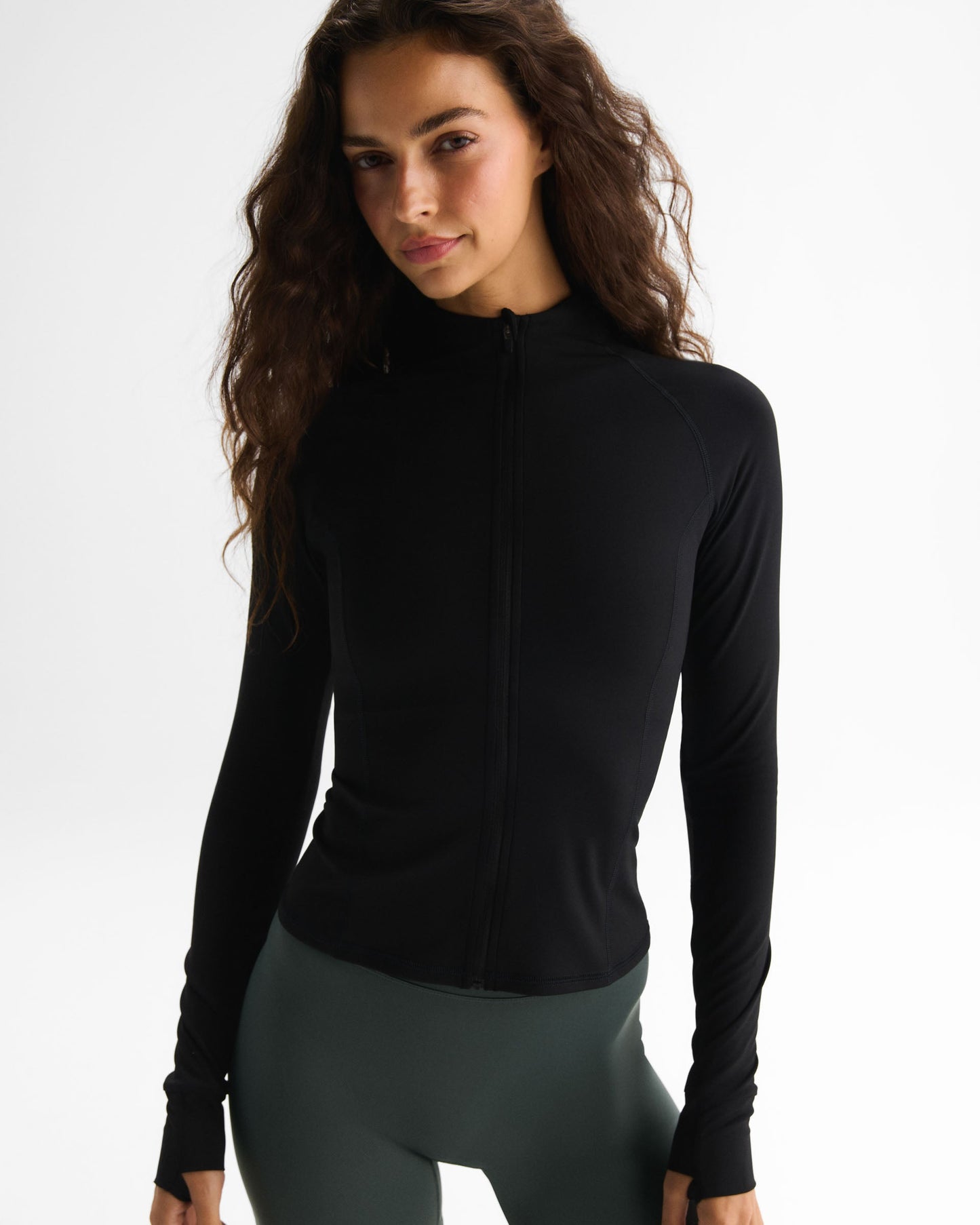 Ultimate Long Sleeve Zip Up Top - Black