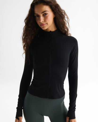 Ultimate Long Sleeve Zip Up Top - Black