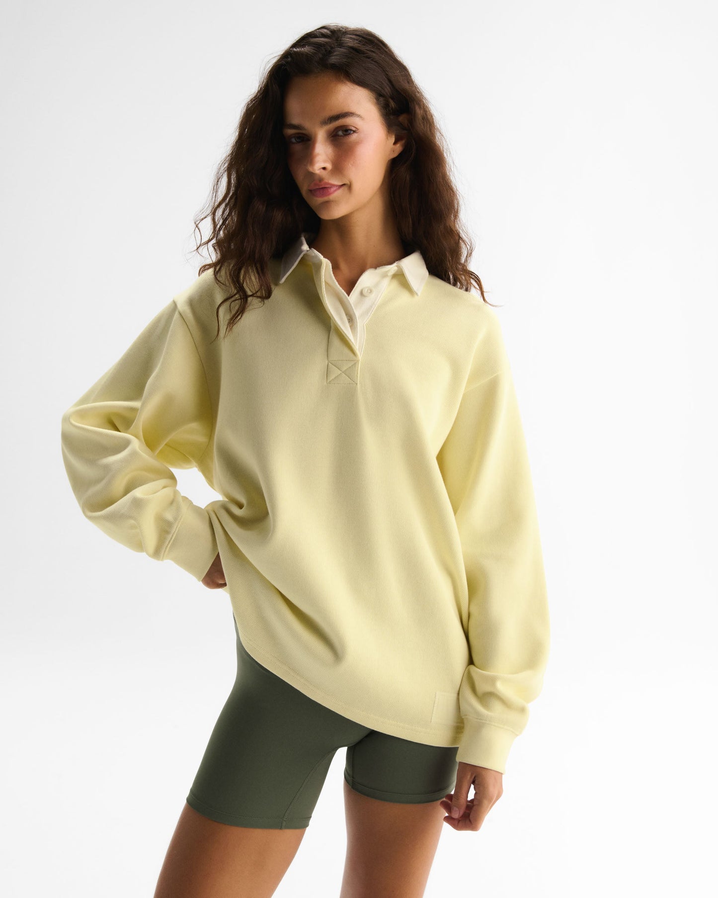 Varsity Oversized Rugby Sweatshirt - Buttercream