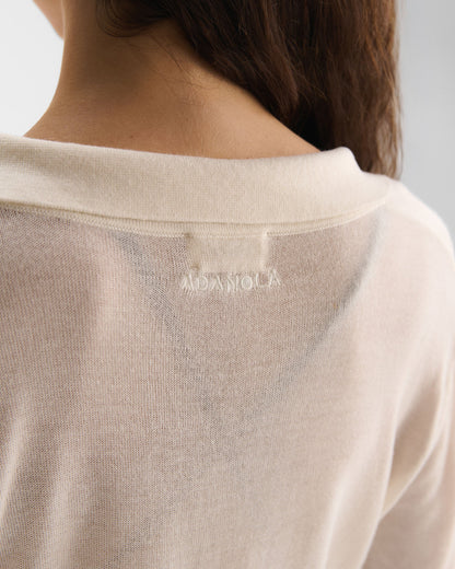 Semi Sheer Collared Dress - Marshmallow White