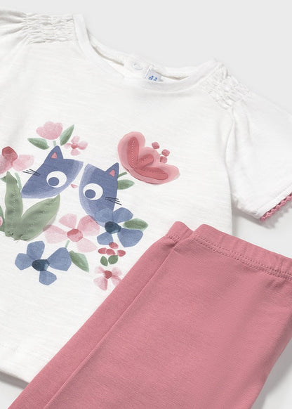 Blush Cat Shirt & Leggings Set - Select Size