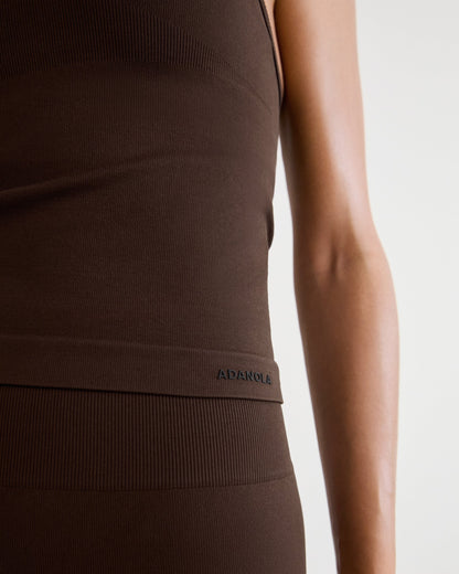 Classic Seamless Cross Back Tank Top - Chocolate Brown