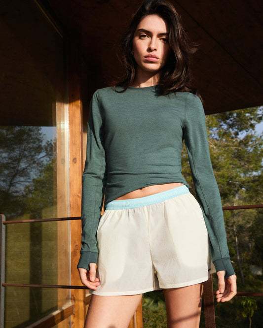 Modal Long Sleeve Technical Top - Sea Green