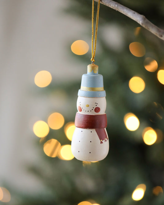 Handmade Wooden Snowman Ornament