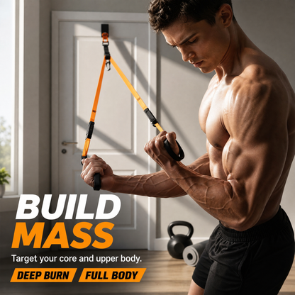 💪 225LBS Heavy Duty Cable Resistance Band Home Gym Training Set