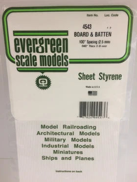 Evergreen Board & Batten - .040" - 6x12 - Opaque White Polystyrene - #4543