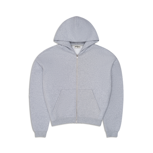 600 GSM 'Heather Grey' Zip-Up Hoodie