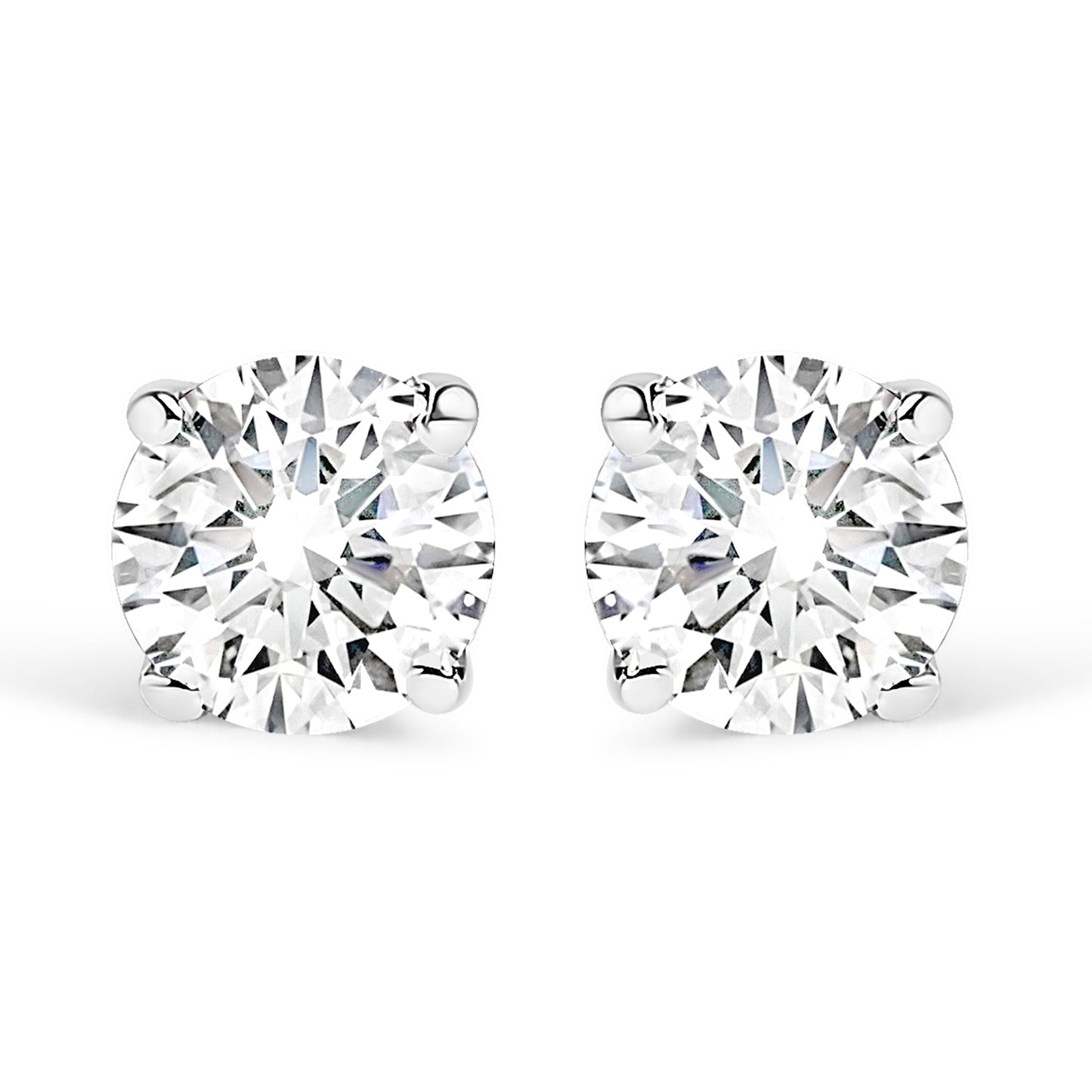 .925 Sterling Silver 1/5 Cttw Round Lab Grown Diamond Classic 4-Prong Solitaire Stud Earrings (F-G Color, VS1-VS2 Clarity)
