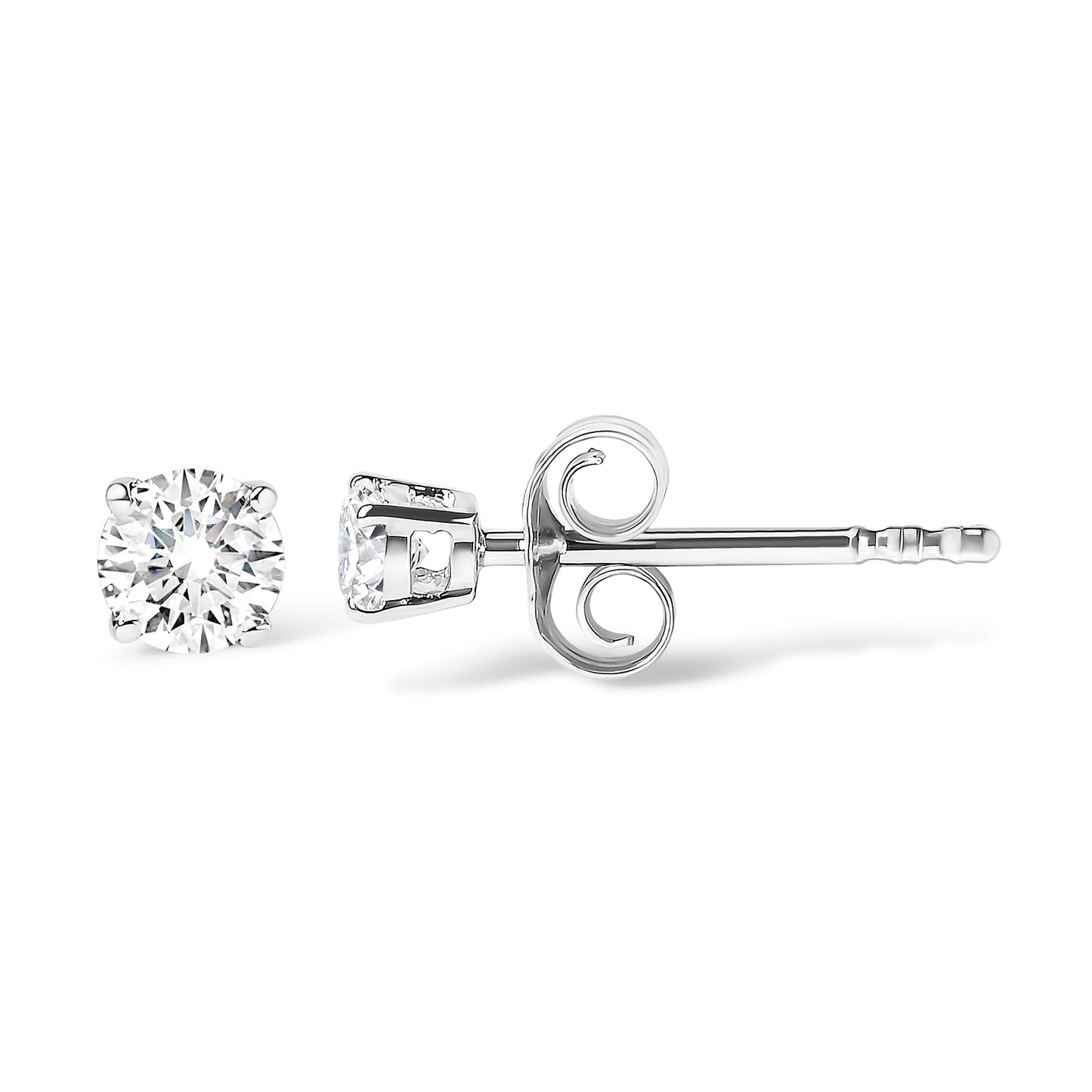 .925 Sterling Silver 1/5 Cttw Round Lab Grown Diamond Classic 4-Prong Solitaire Stud Earrings (F-G Color, VS1-VS2 Clarity)