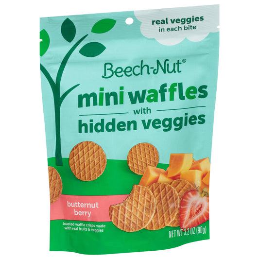 Beech-Nut Mini Waffles Butternut Berry Hidden Veggies Toddler Snack - 3.2 OZ 7 Pack