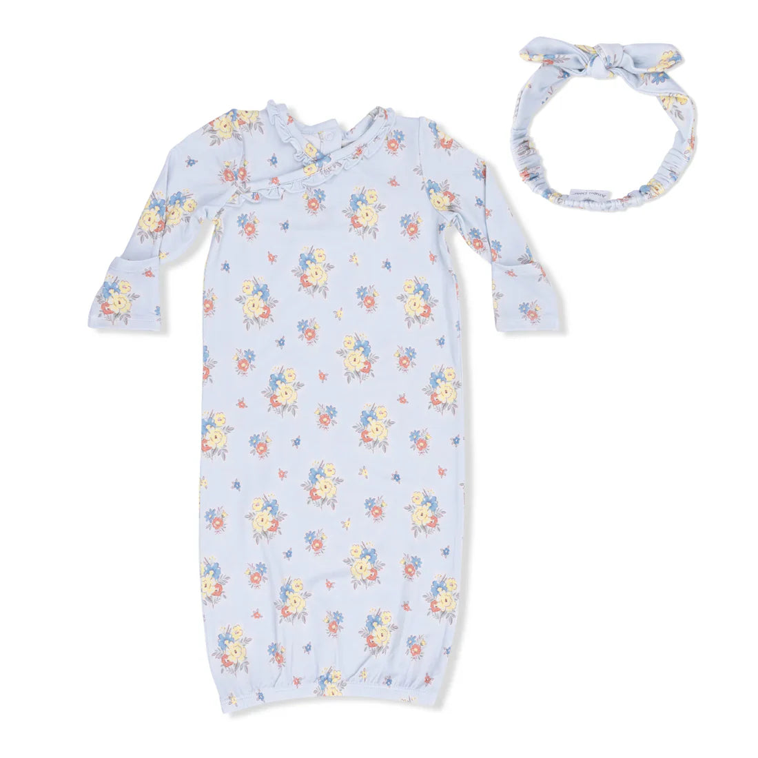Country Stitch Floral Kimono Gown and Headband 0-3M