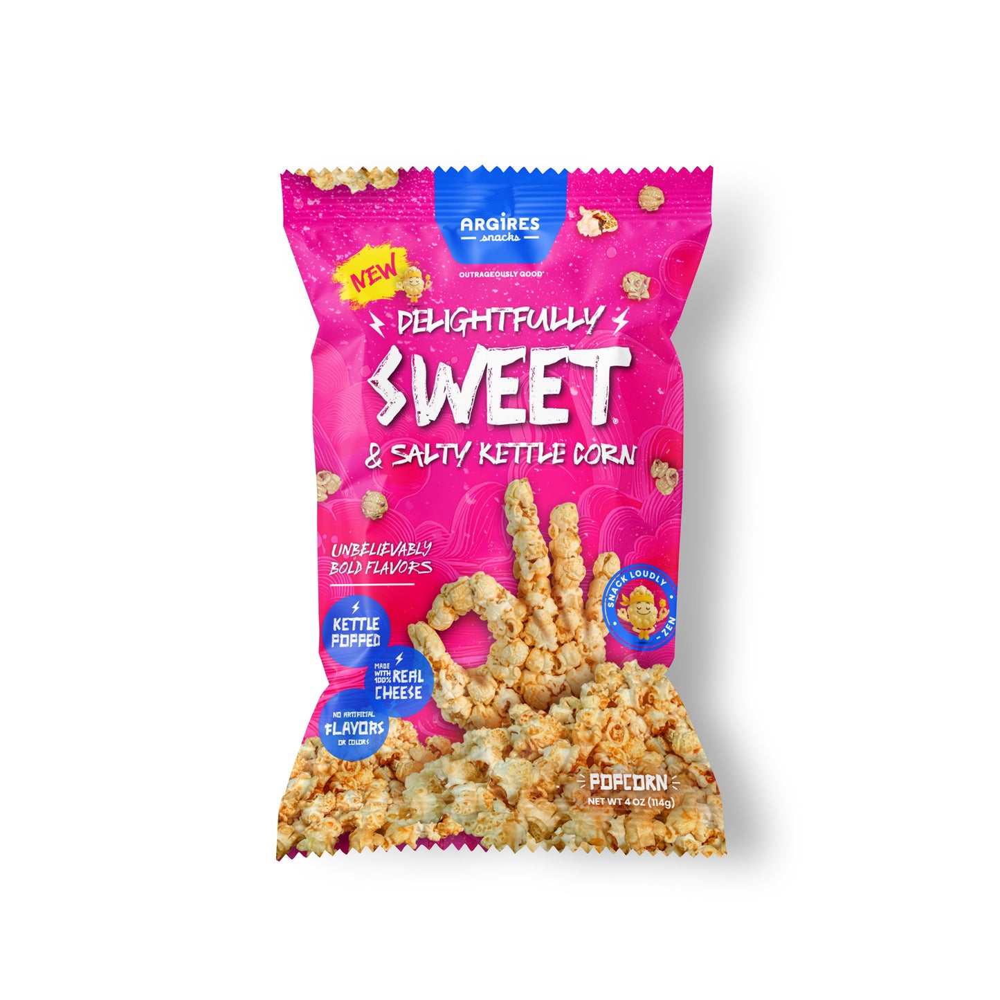 Argires Snacks DeLIGHTFULLY SWEET & SALTY KETTLE CORN - 4 OZ 15 Pack