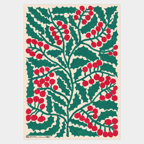 Holly Gift Wrap Individual Sheet