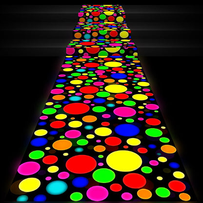 Haull Neon Light up Dance Floor Neon Party Decorations Blacklight Rug Glow in The Dark UV Reactive Fluorescent for Carnival Birthday Wedding Glow Party Favors(138 x 59 Inch)