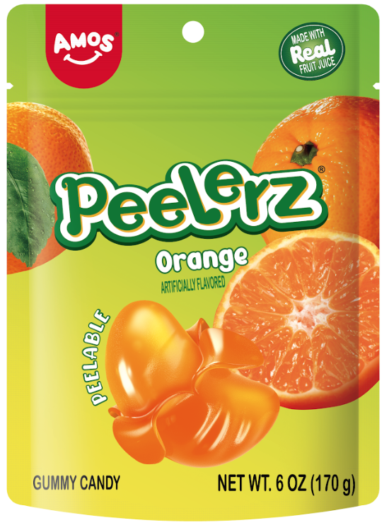 Amos Peelerz Orange Gummy Candy - 6 OZ 36 Pack