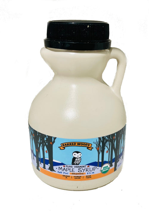 Barred Woods Maple Pure Organic Vermont Maple Syrup - Grade A Amber Rich - 8 FL OZ 12 Pack