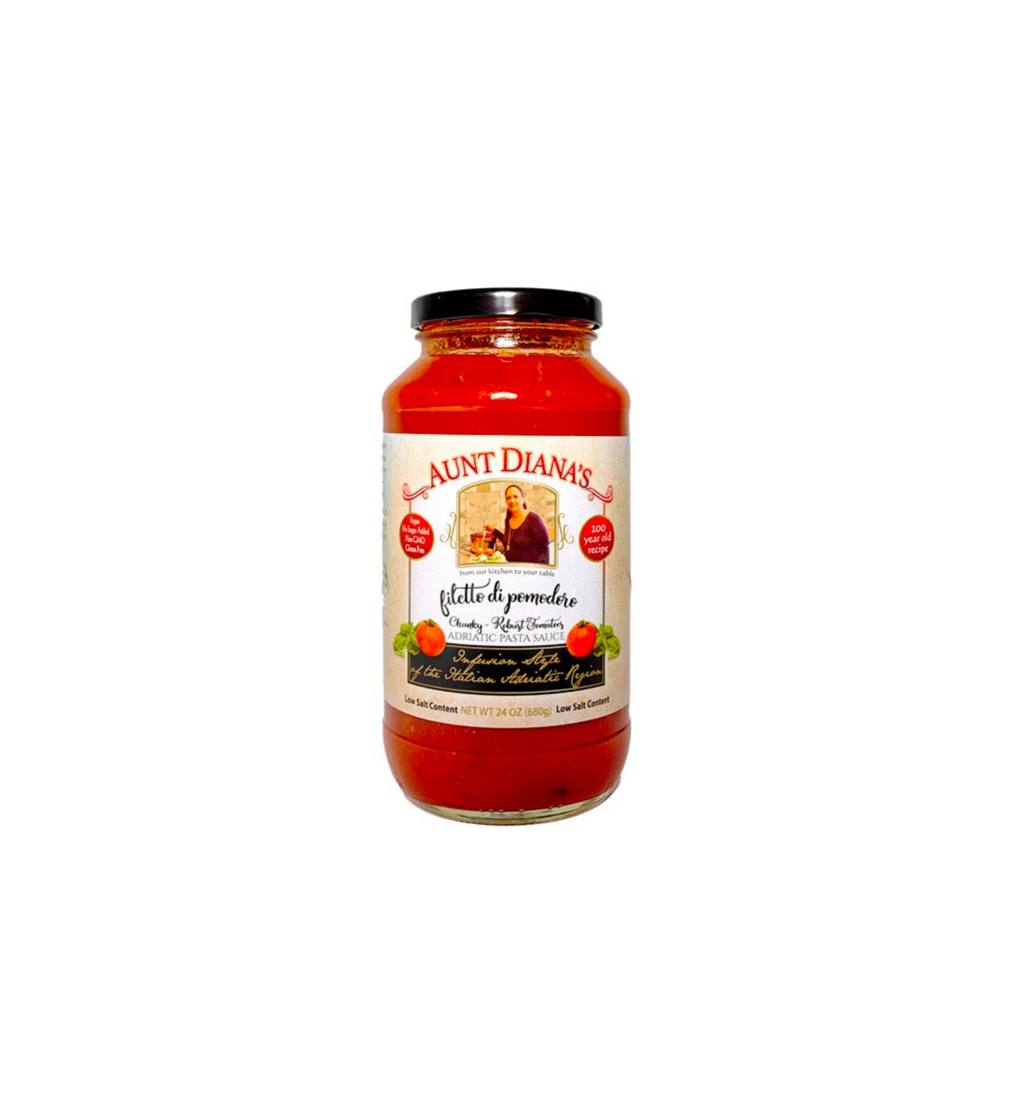 Aunt Diana's Pasta Sauce Filetto Di Pomodoro with Basil - 24 OZ 12 Pack