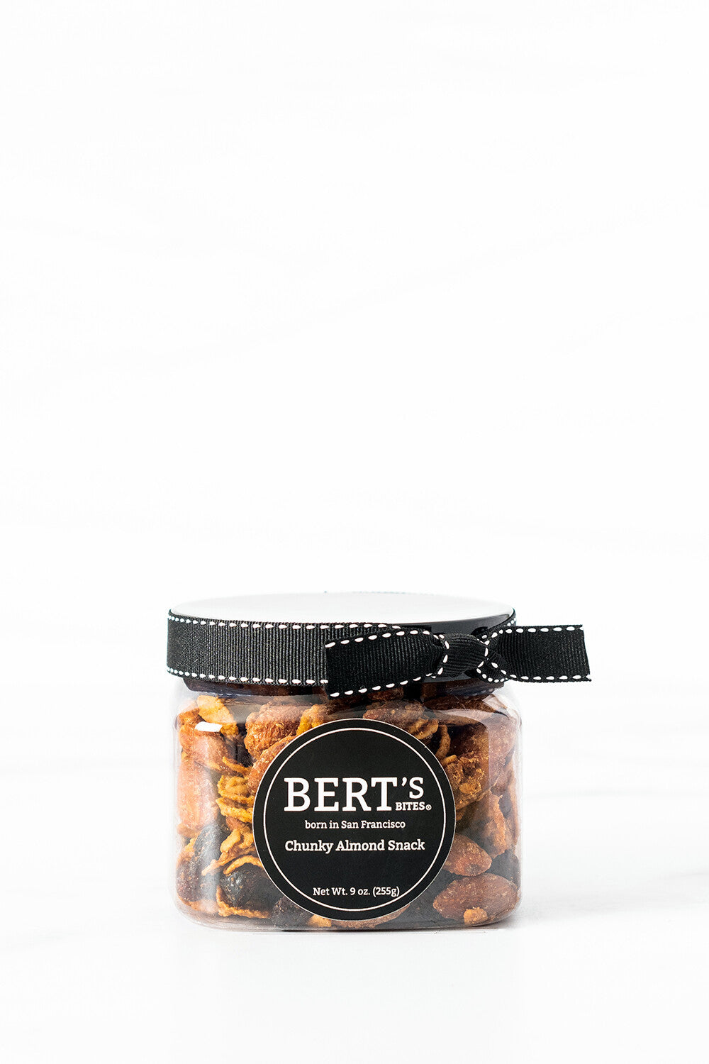 Bert's Bites Chunky Almond Snack, gift jar with "Cheers" Sticker! - 9 OZ 6 Pack