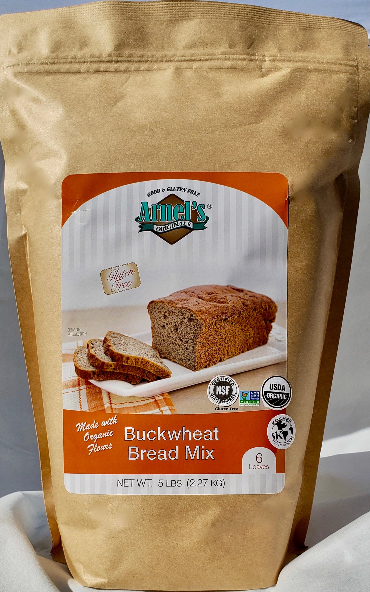 Arnels Originals, Gluten Free, Organic Baking Mixes Buckwheat Bread Mix - 5 LB 6 Pack