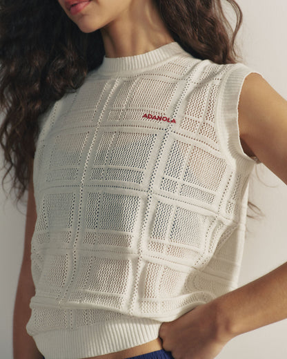 Jaquard Knit Vest Top - Marshmallow White