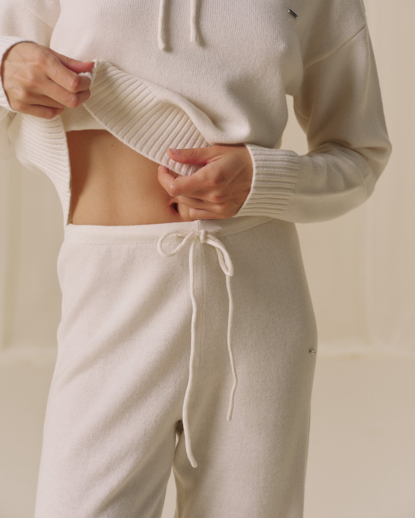 Lightweight Merino Wool Knit Trousers - Marshmallow White