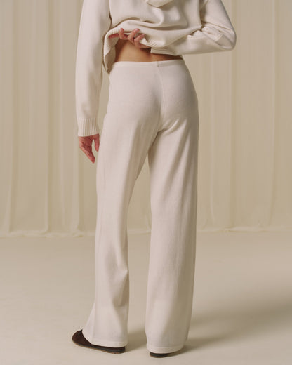 Lightweight Merino Wool Knit Trousers - Marshmallow White